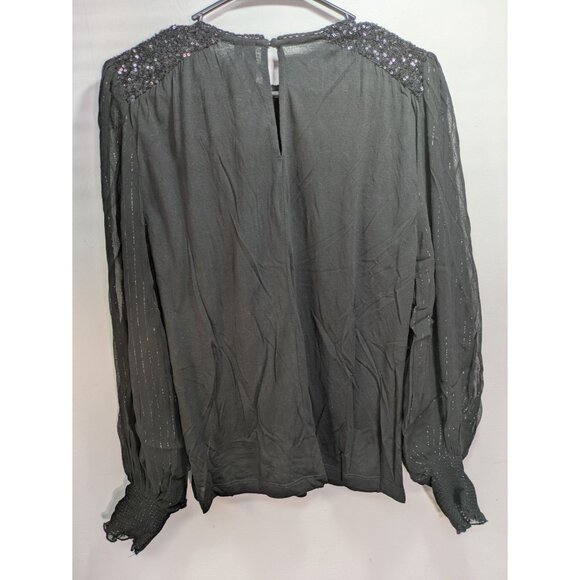 NWT Anthro BLANK BL-NK LONDON SEQUIN EMBELLISHED BLOUSE TOP BLACK Size XS - Picture 14 of 14